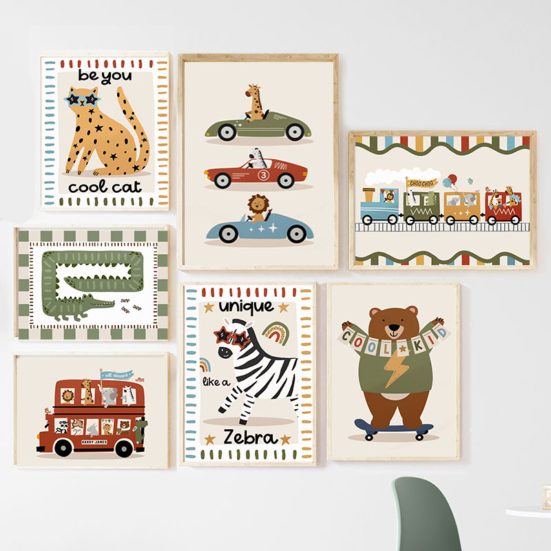Baby Nursery Paintings - لوحات فنية جدارية كرتونية مضحكة لحيوانات