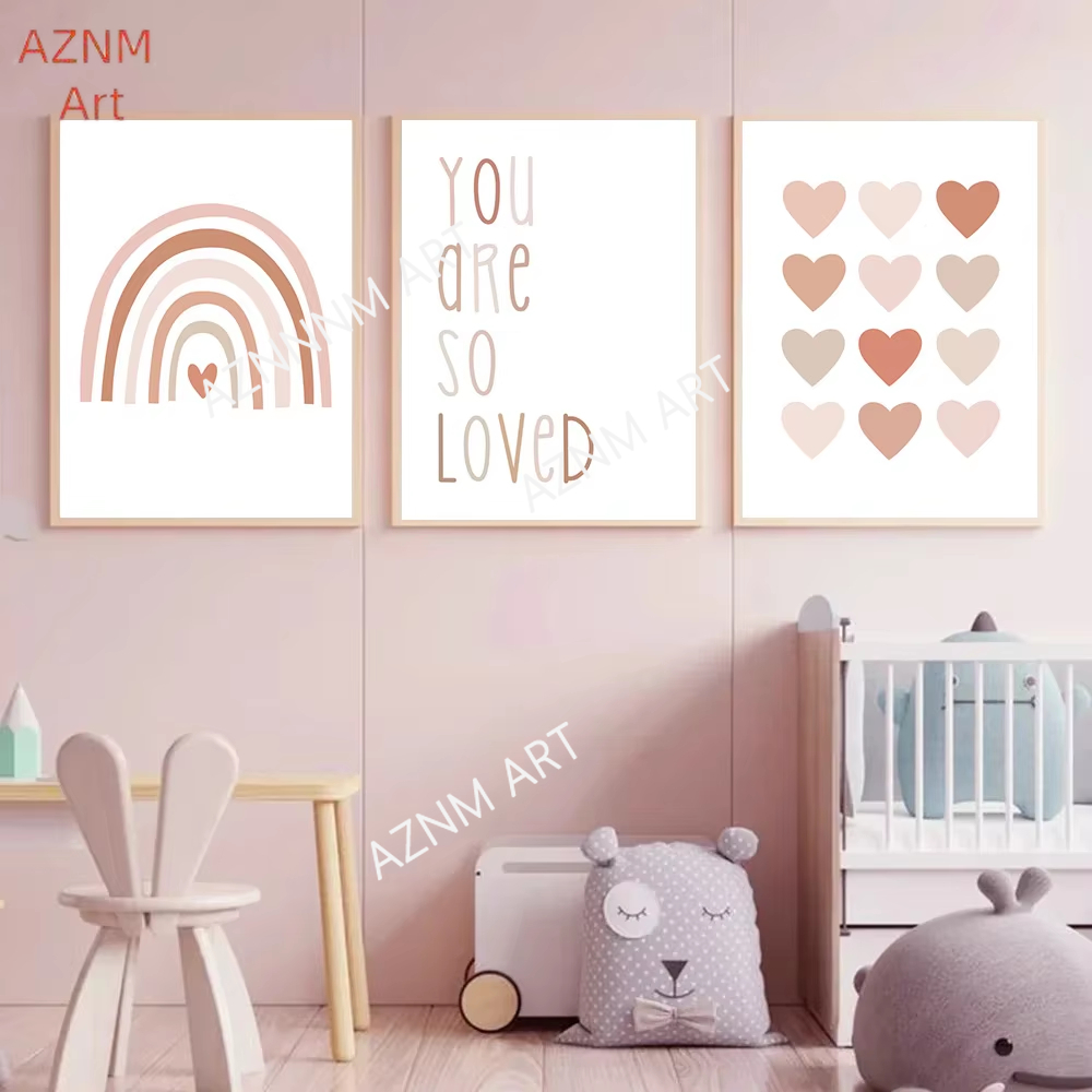 Baby Nursery Paintings - 1/3 قطعة ، الكرتون القلب قوس