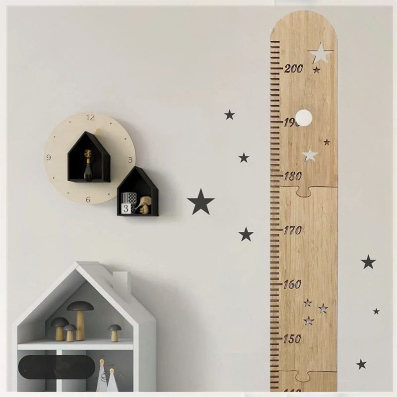 Wall Decal Nursery - 5 أوراق الشمال خشبية الاطفال الارتفاع