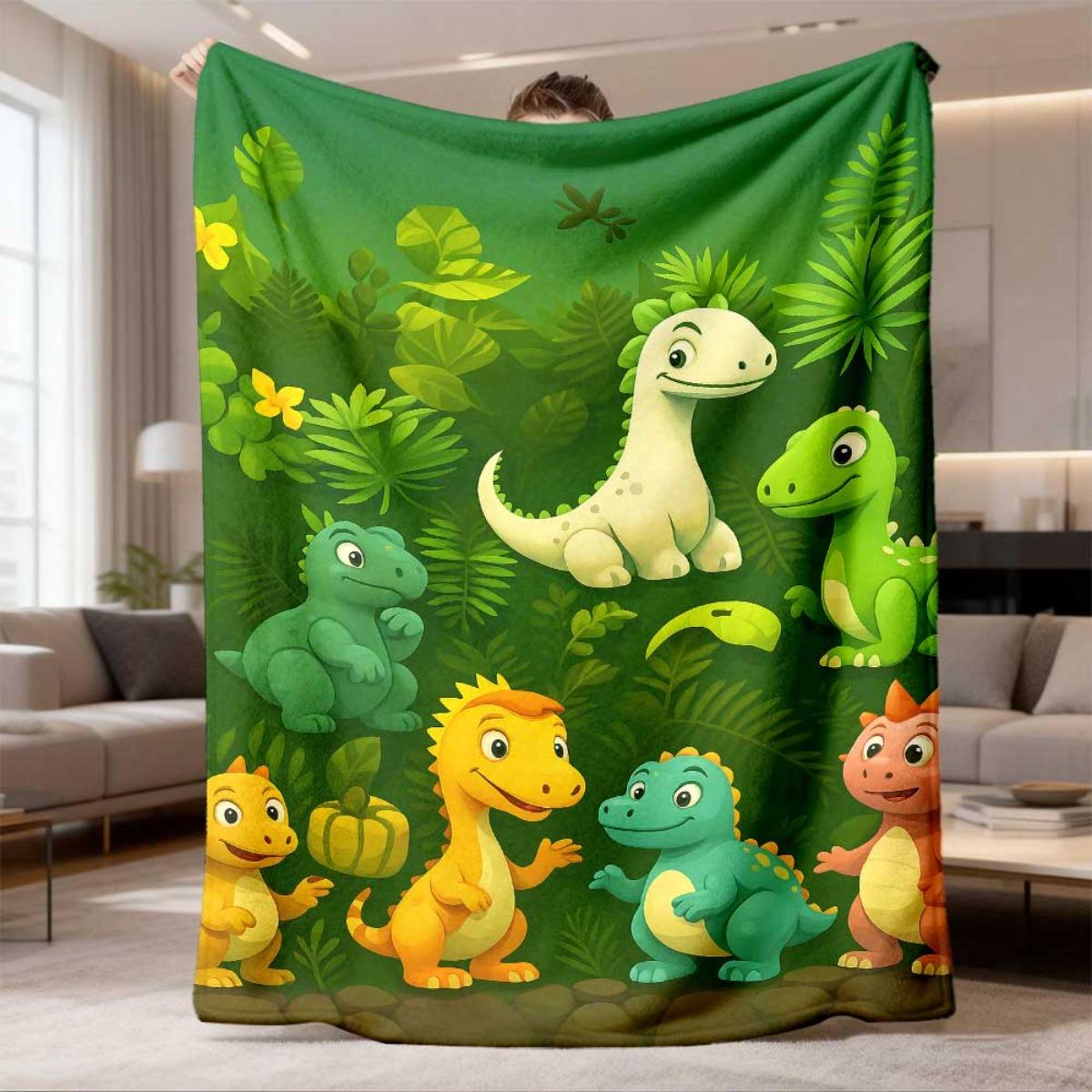 Baby Nursery Jungle Theme - بطانية دافئة ومريحة بتصميم ديناصور لطيف