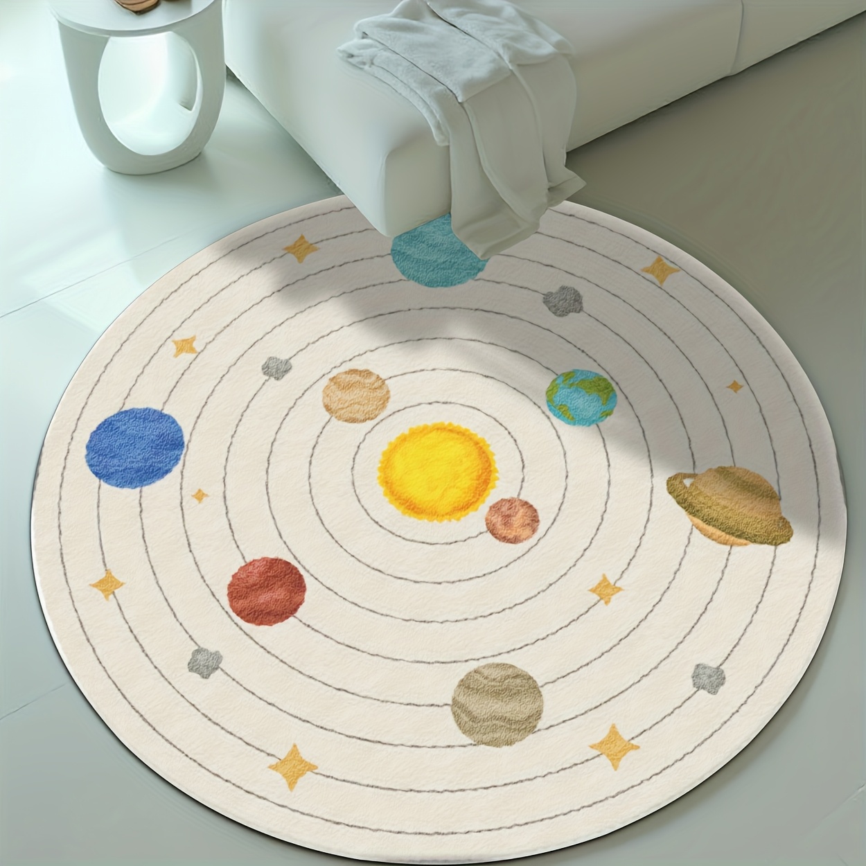 Baby Nursery Mat - سجادة أرضية دائرية لطيفة بتصميم كواكب