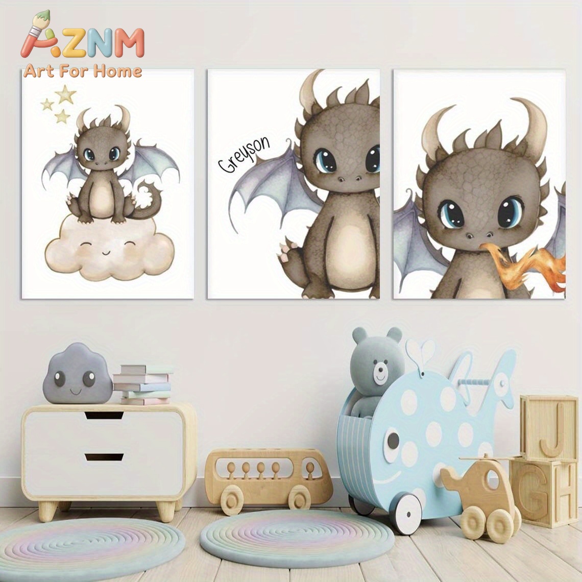 Baby Nursery Paintings - لوحة فنية جدارية قماشية من AZNM