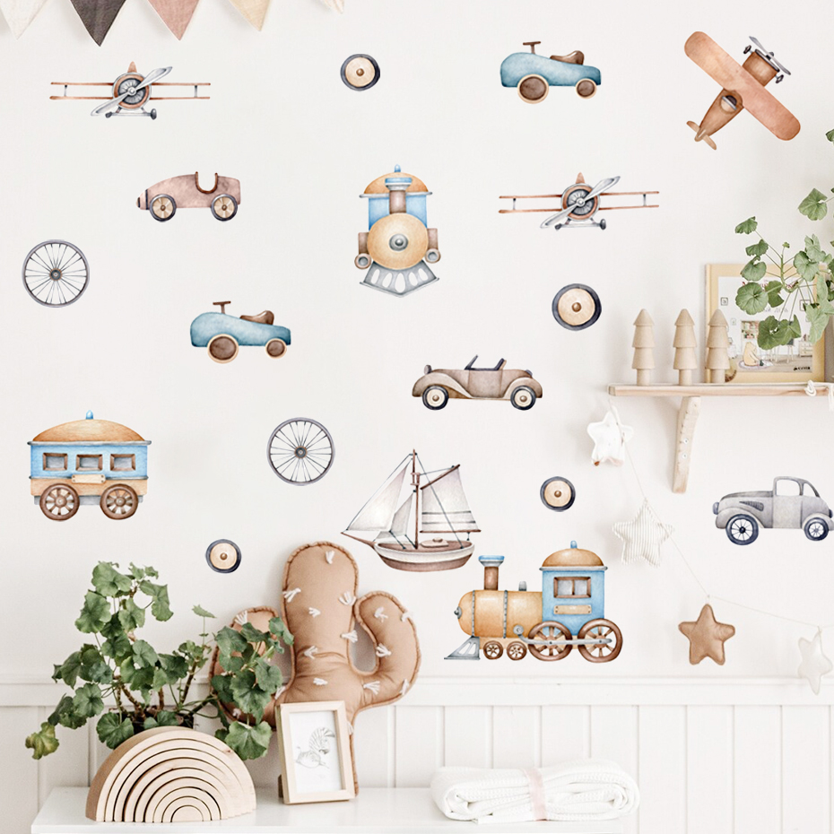Wall Decal Nursery - ملصقات حائط على شكل قطار طائرة