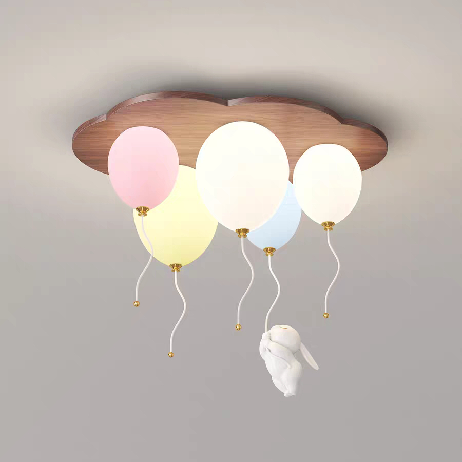Baby Nursery Chandelier - سحابة بالون LED مصباح السقف خشبية