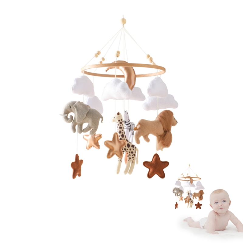 Crib Mobile Musical - موبايل سرير أطفال خشبي، خشخيشات أطفال