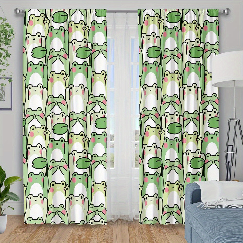 Blackout Curtain Nursery - قطعتان من ستائر بنمط الضفدع اللطيف،