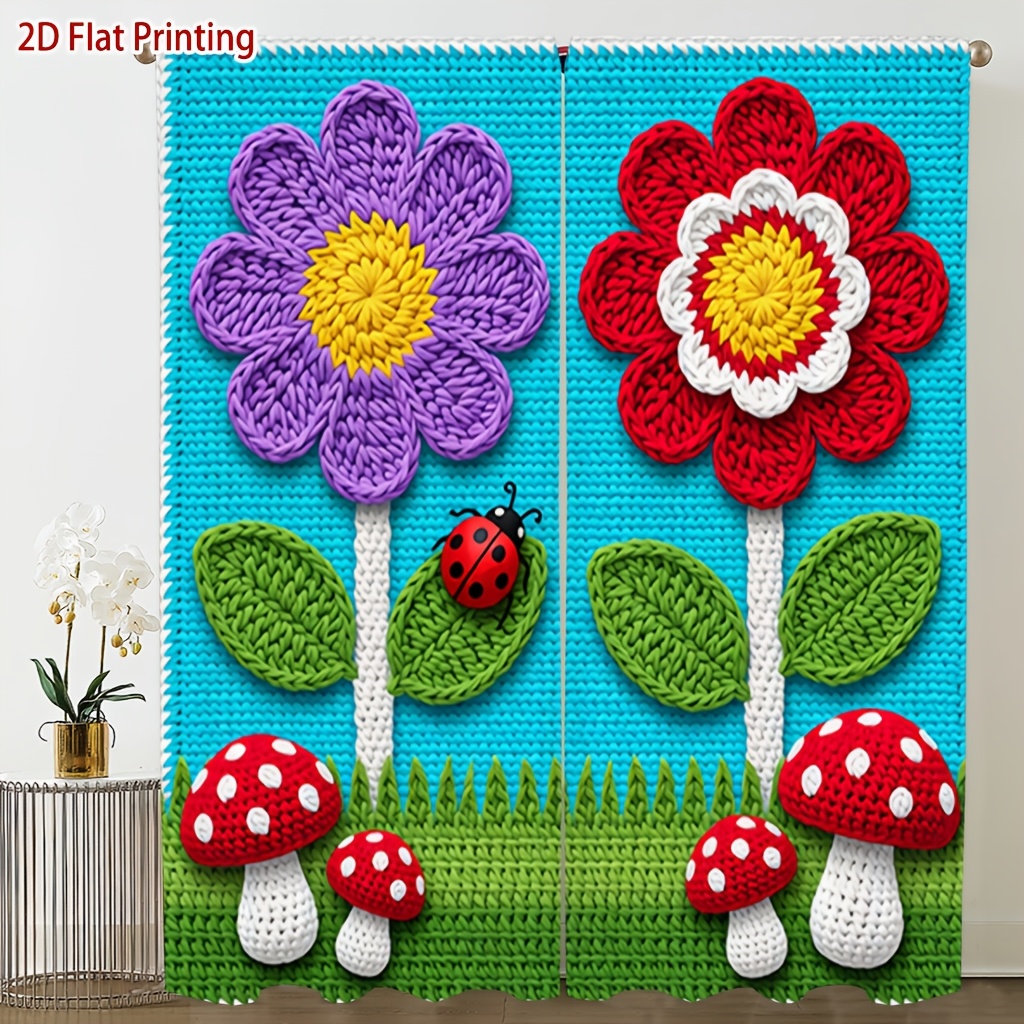 Blackout Curtain Nursery - قطعتان من ستائر الأطفال المزينة بالزهور