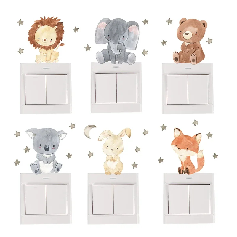 Wall Decal Nursery - ملصقات جدارية على شكل حيوانات كرتونية