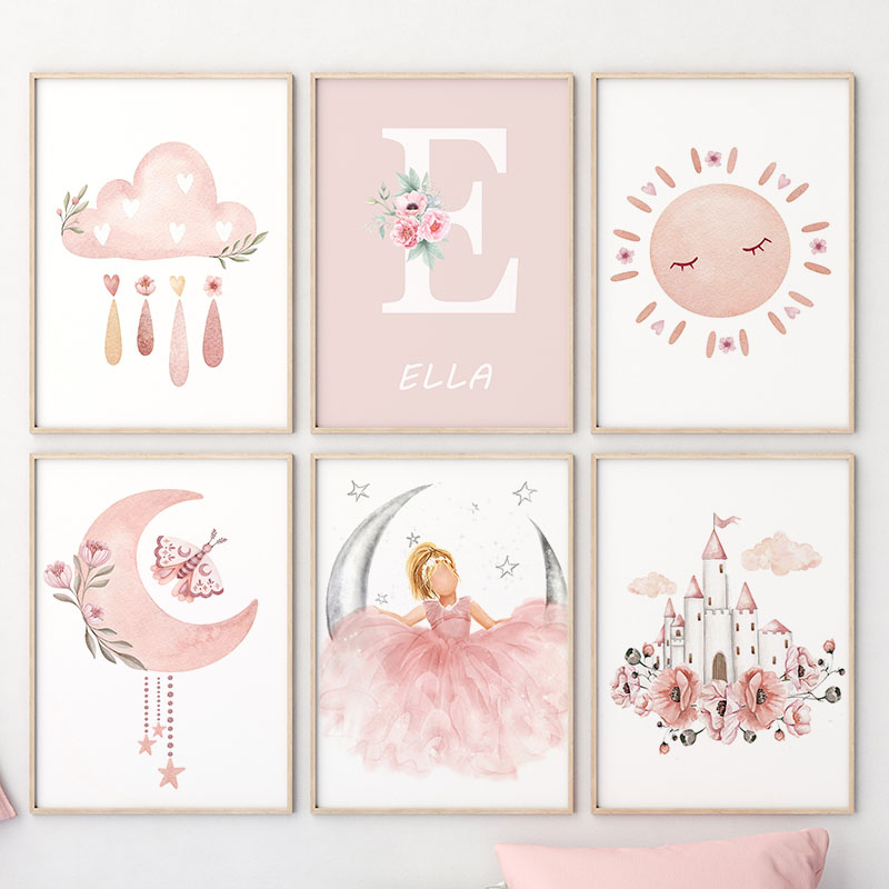 الوردي الملاك فتاة الشمس القمر - مراجعة Baby Nursery Paintings وسعره