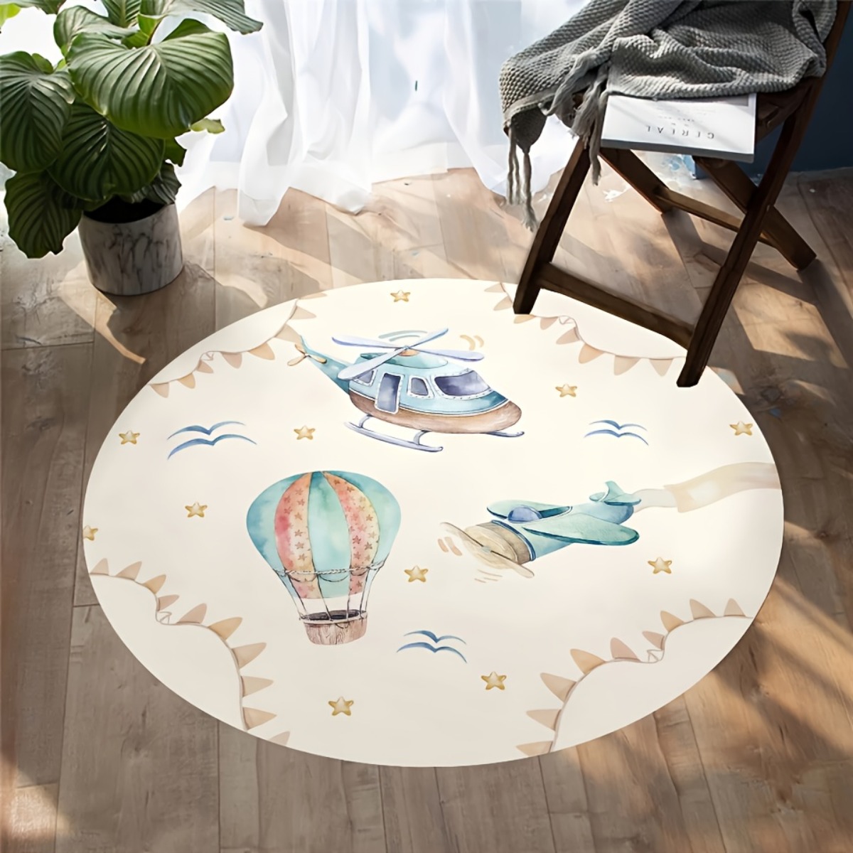سجادة لعب دائرية بتصميم منطاد  - مراجعة Baby Nursery Mat وسعره