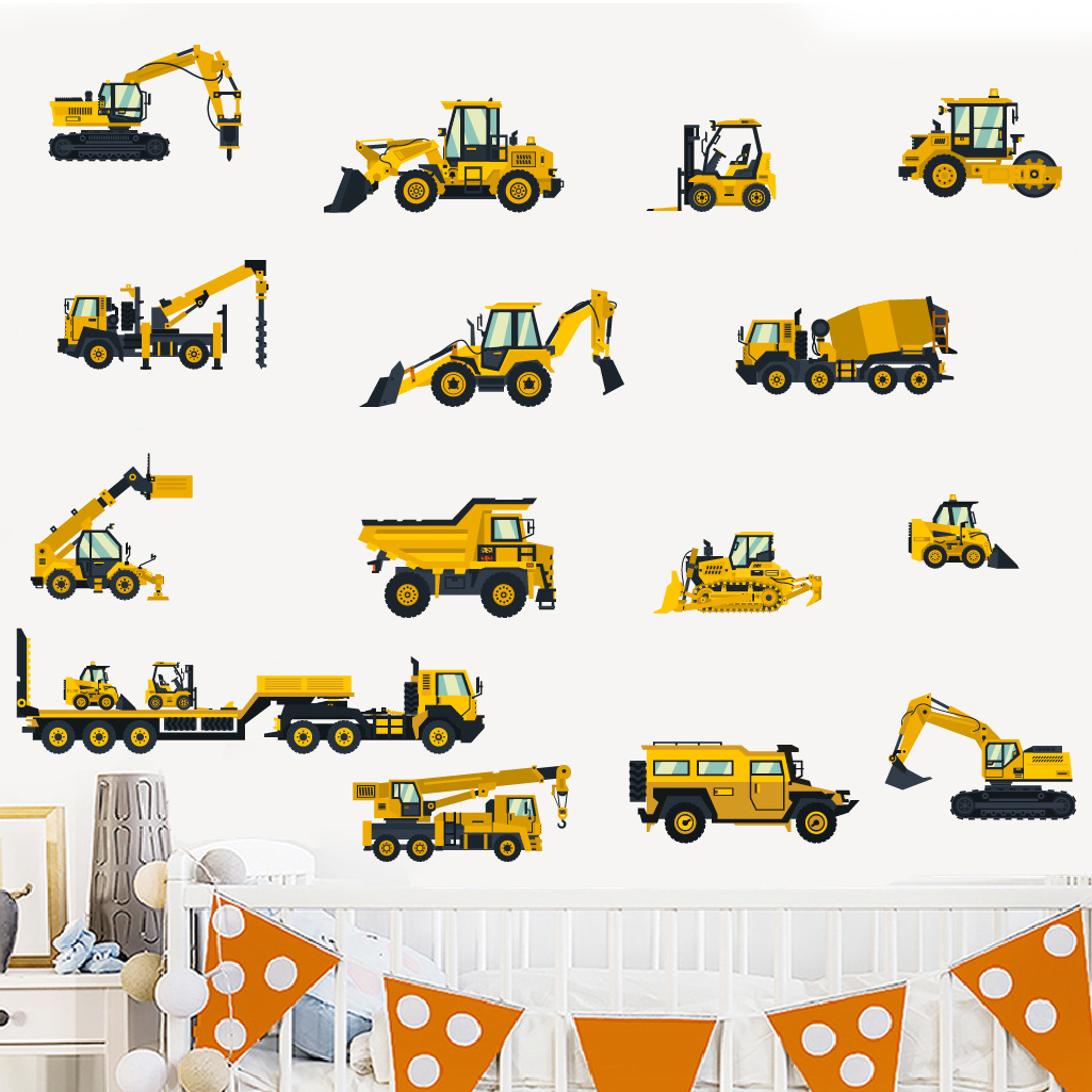 الكرتون حفارة الهندسة سيارة ال - مراجعة Baby Nursery Labels وسعره