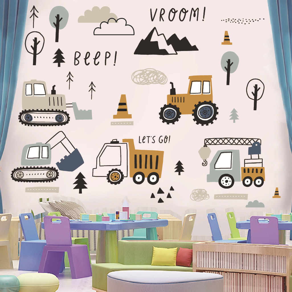 الكرتون حفارة الهندسة سيارة ال - مراجعة Baby Nursery Labels وسعره