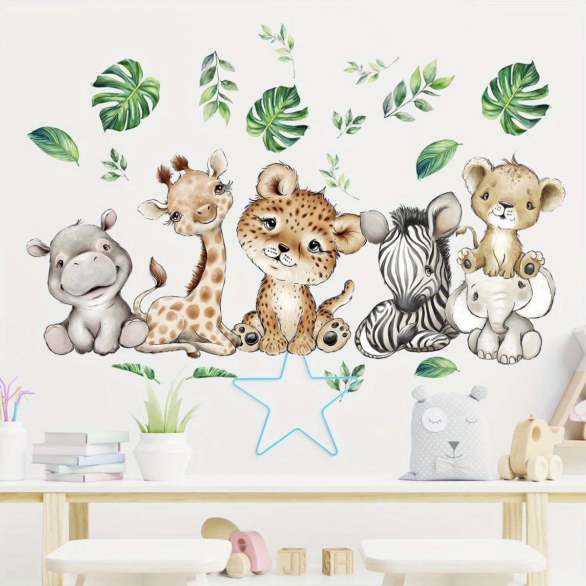 1 قطعة الكرتون لطيف فرس النهر  - مراجعة Baby Nursery Labels وسعره