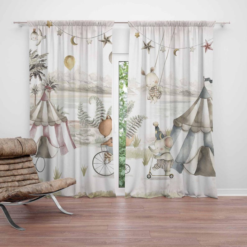 ستائر حيوانات السيرك ستائر غرف - مراجعة Blackout Curtain Nursery وسعره