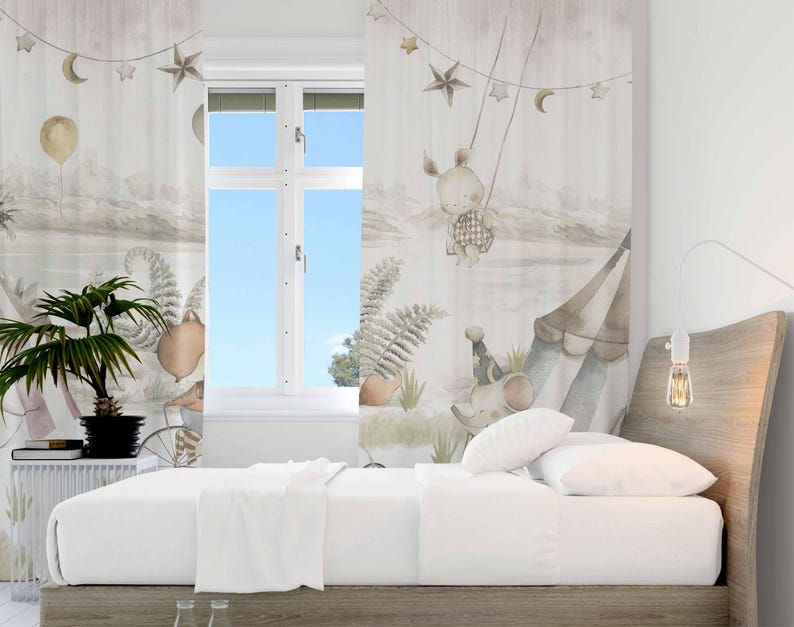 ستائر حيوانات السيرك ستائر غرف - مراجعة Blackout Curtain Nursery وسعره