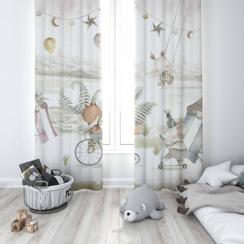 ستائر حيوانات السيرك ستائر غرف - مراجعة Blackout Curtain Nursery وسعره