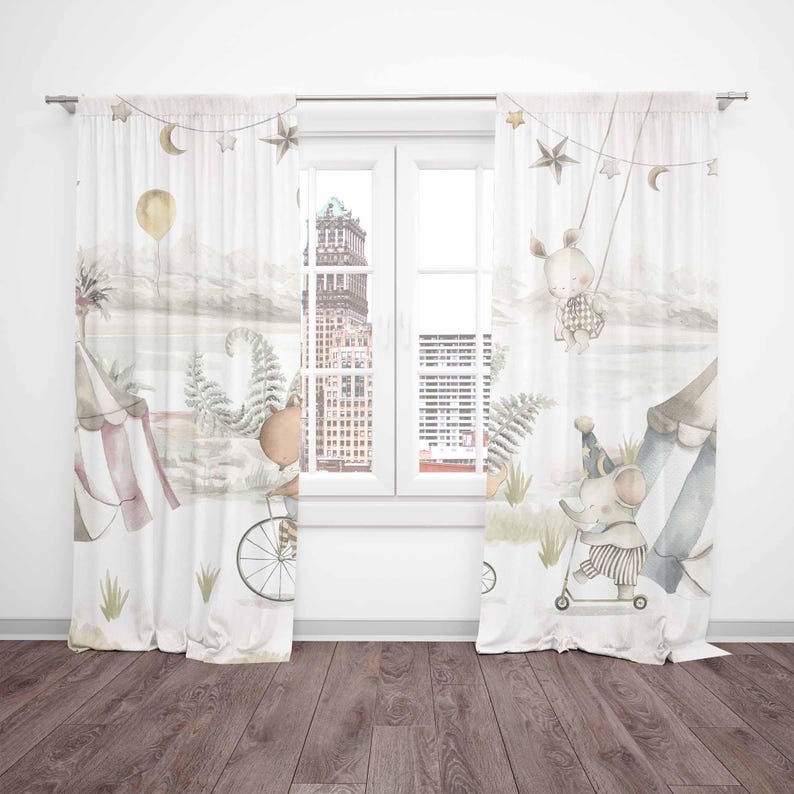 ستائر حيوانات السيرك ستائر غرف - مراجعة Blackout Curtain Nursery وسعره