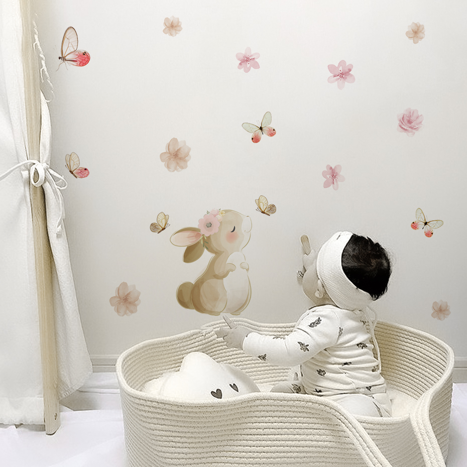 الكرتون الأرنب الزهور فراشة ال - مراجعة Baby Nursery Girl Room وسعره