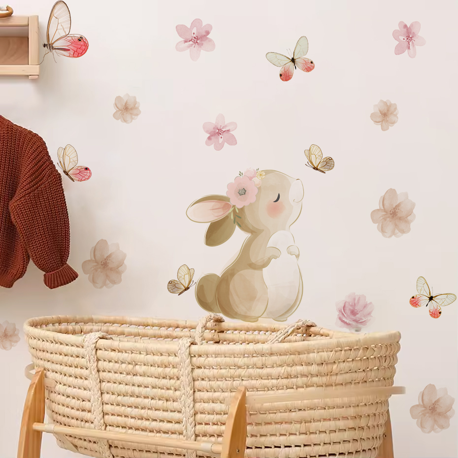 الكرتون الأرنب الزهور فراشة ال - مراجعة Baby Nursery Girl Room وسعره