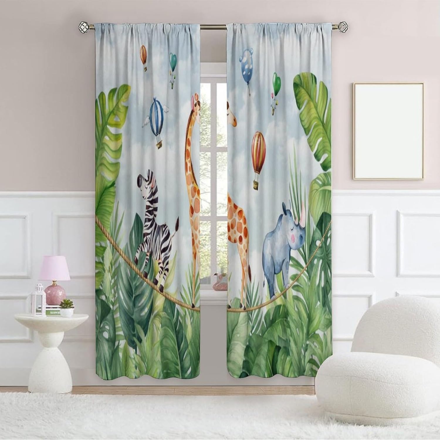 سفاري، غابة، ستائر تعتيم بطبعا - مراجعة Blackout Curtain Nursery وسعره