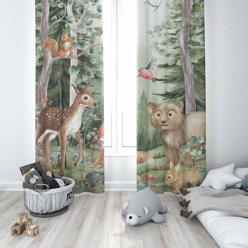 ستائر حيوانات الغابات لحضانة ا - مراجعة Blackout Curtain Nursery وسعره
