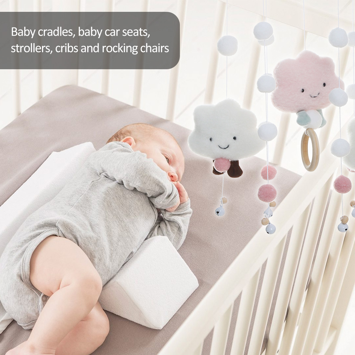 الرياح المتنقلة الدقات مع سحاب - مراجعة Crib Mobile Musical وسعره
