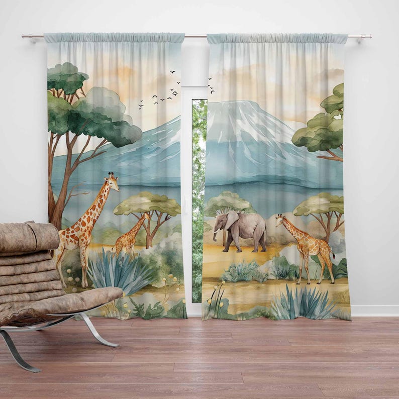 ستائر حيوانات سفاري للأطفال ست - مراجعة Blackout Curtain Nursery وسعره