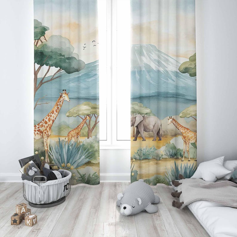 ستائر حيوانات سفاري للأطفال ست - مراجعة Blackout Curtain Nursery وسعره