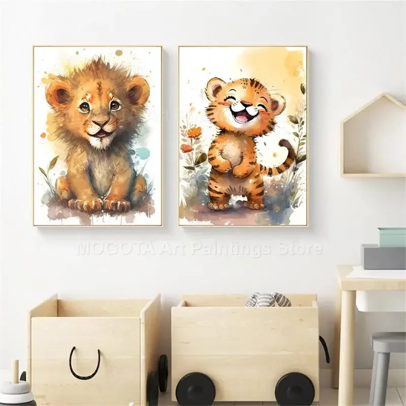 المائية الأسد الزرافة النمر ال - مراجعة Baby Nursery Paintings وسعره