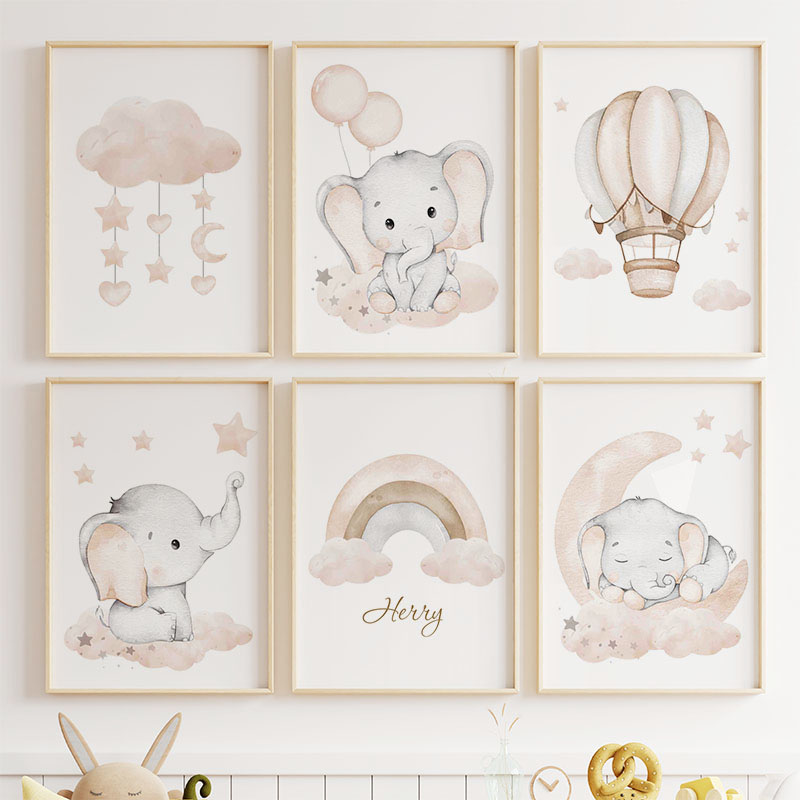 لطيف الفيل الساخن بالون القمر  - مراجعة Baby Nursery Paintings وسعره