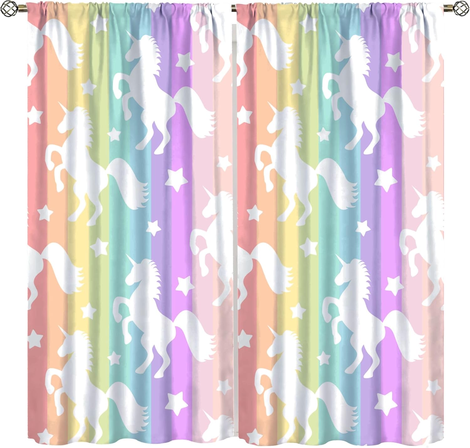 قوس قزح يونيكورن ستائر التعتيم - مراجعة Blackout Curtain Nursery وسعره