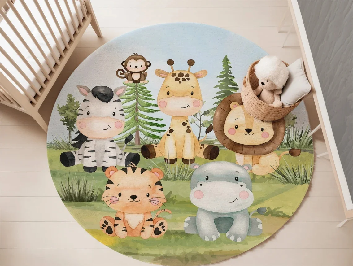 سجادة حيوانات الغابة لغرفة الم - مراجعة Baby Nursery Mat وسعره