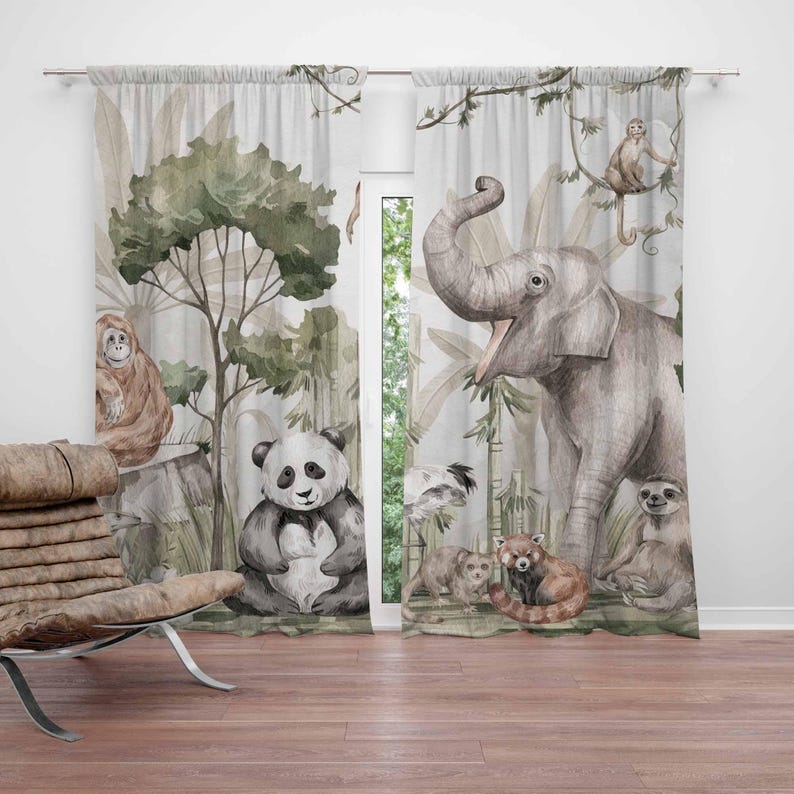ستائر حيوانات سفاري ستائر غرفة - مراجعة Blackout Curtain Nursery وسعره