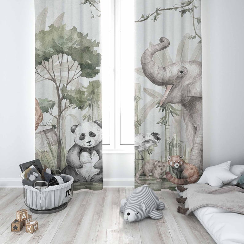 ستائر حيوانات سفاري ستائر غرفة - مراجعة Blackout Curtain Nursery وسعره